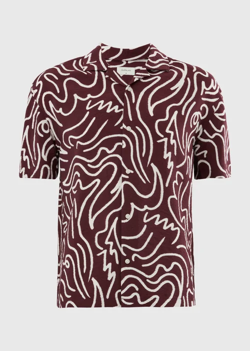 Burgundy Abstract Print Short Sleeve Shirt - 3XL Image 4