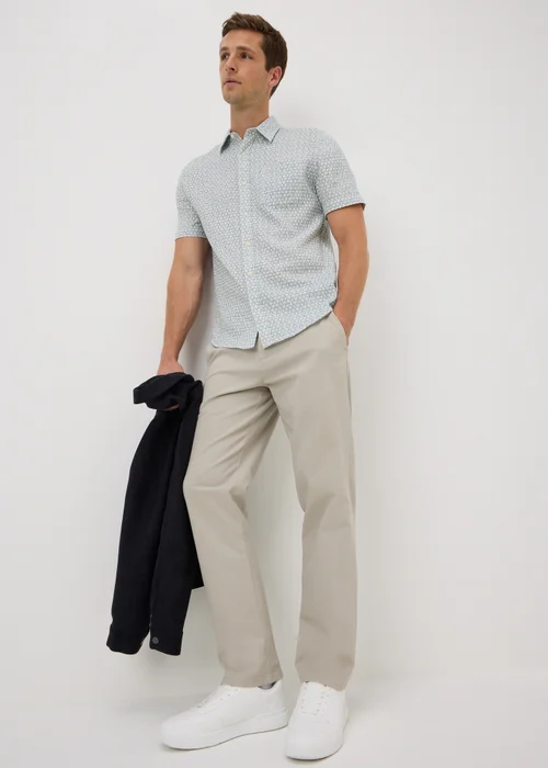 Ecru Geometric Regular Fit Short Sleeve Shirt - L Image 1