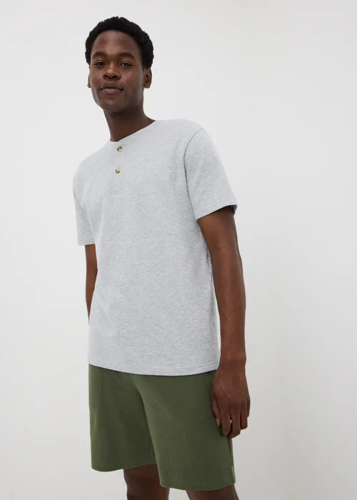 Green Waffle Henley Short Pyjama Set - XS Image 1