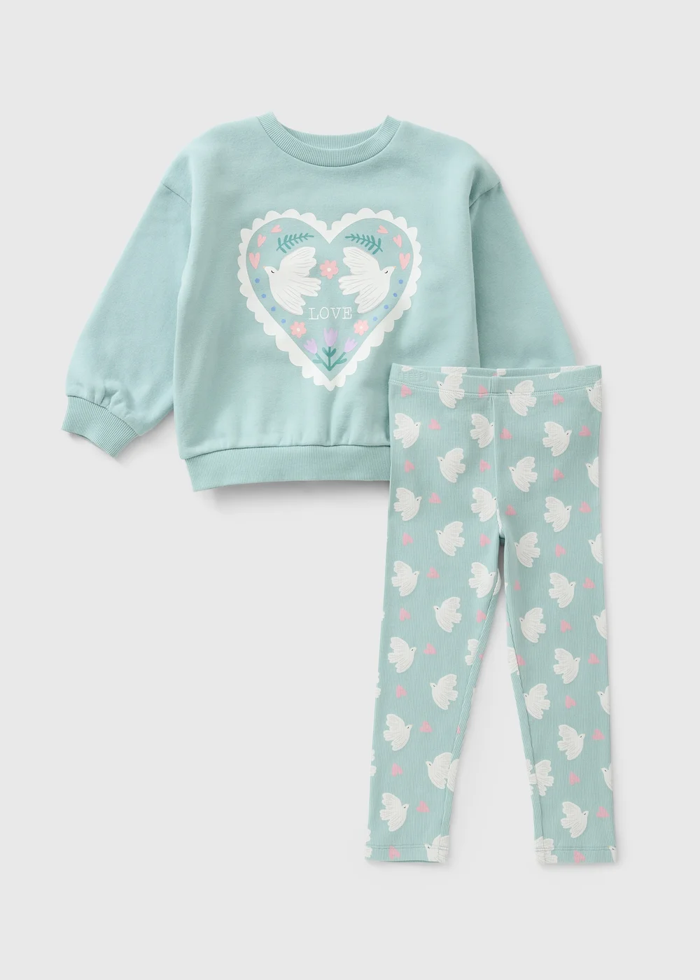 Girls Sage Dove Sweatshirt & Legging Set (1-8yrs) - 1-1.5 Yrs Image 1