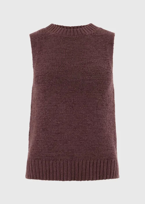 Chocolate Brown Tape Yarn Knitted Vest Top - XS Image 4