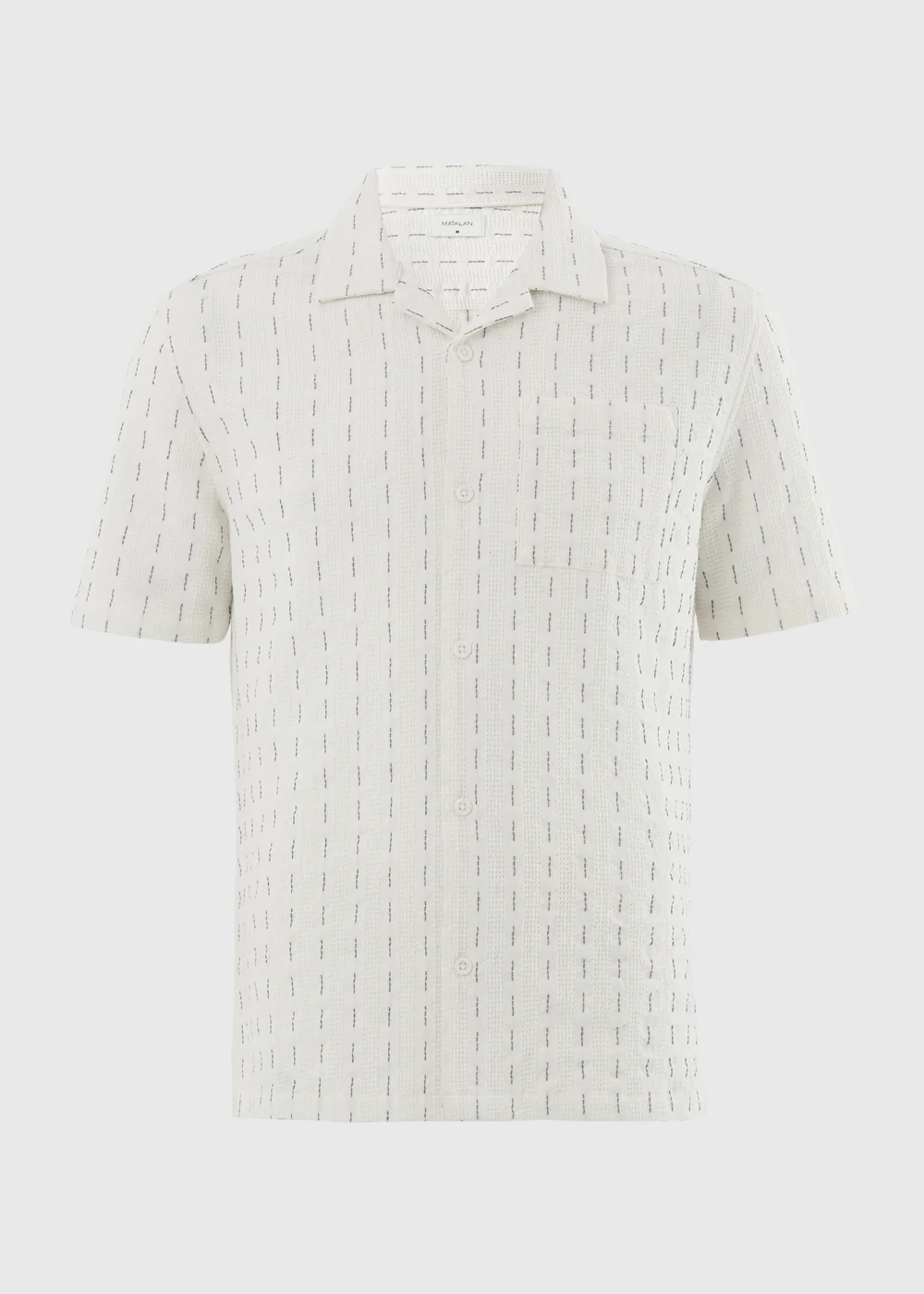 Ecru Textured Revere Short Sleeve Shirt - S Image 2