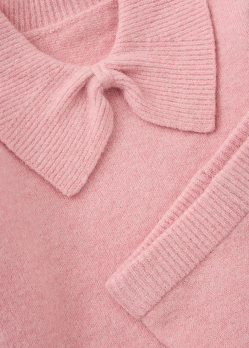 Girls Pink Bow Collared Knitted Top & Trousers Set (1-8yrs) - 1-1.5 Yrs Image 2