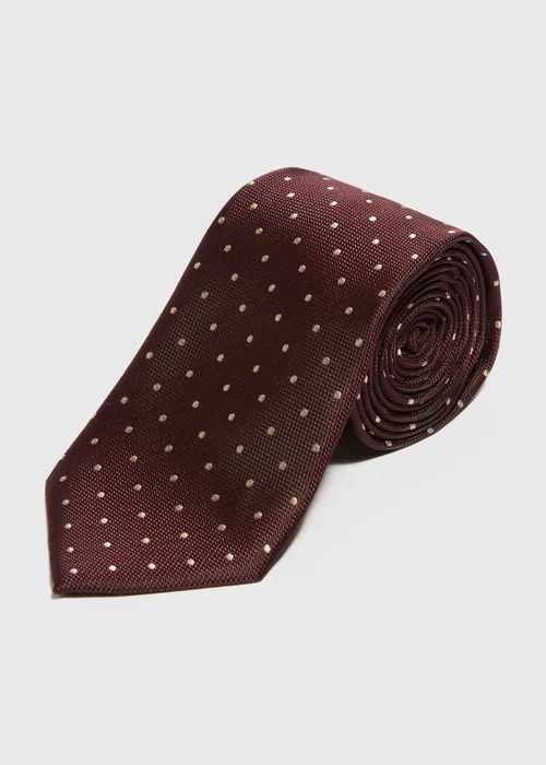 Taylor & Wright Burgundy Polka Dot Tie - One Size Image 1
