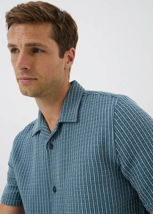 Blue Textured Striped Shirt - S Image 3