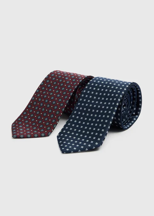 Taylor & Wright 2 Pack Navy/Burgundy Ties - One Size Image 1