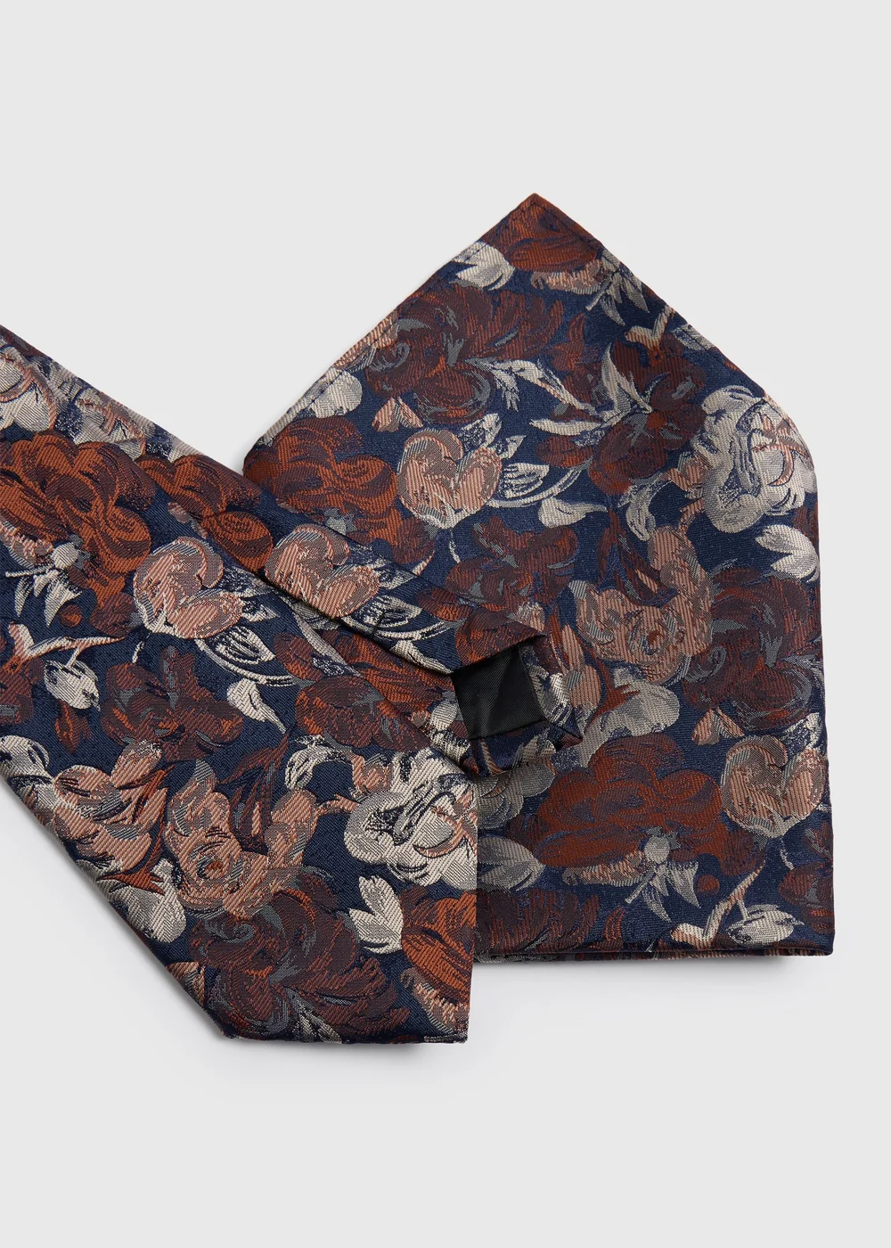 Taylor & Wright Navy Rust Floral Tie & Pocket Square - One Size Image 2