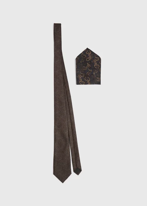 Taylor & Wright Brown Patterned Tie & Pocket Square - One Size Image 1