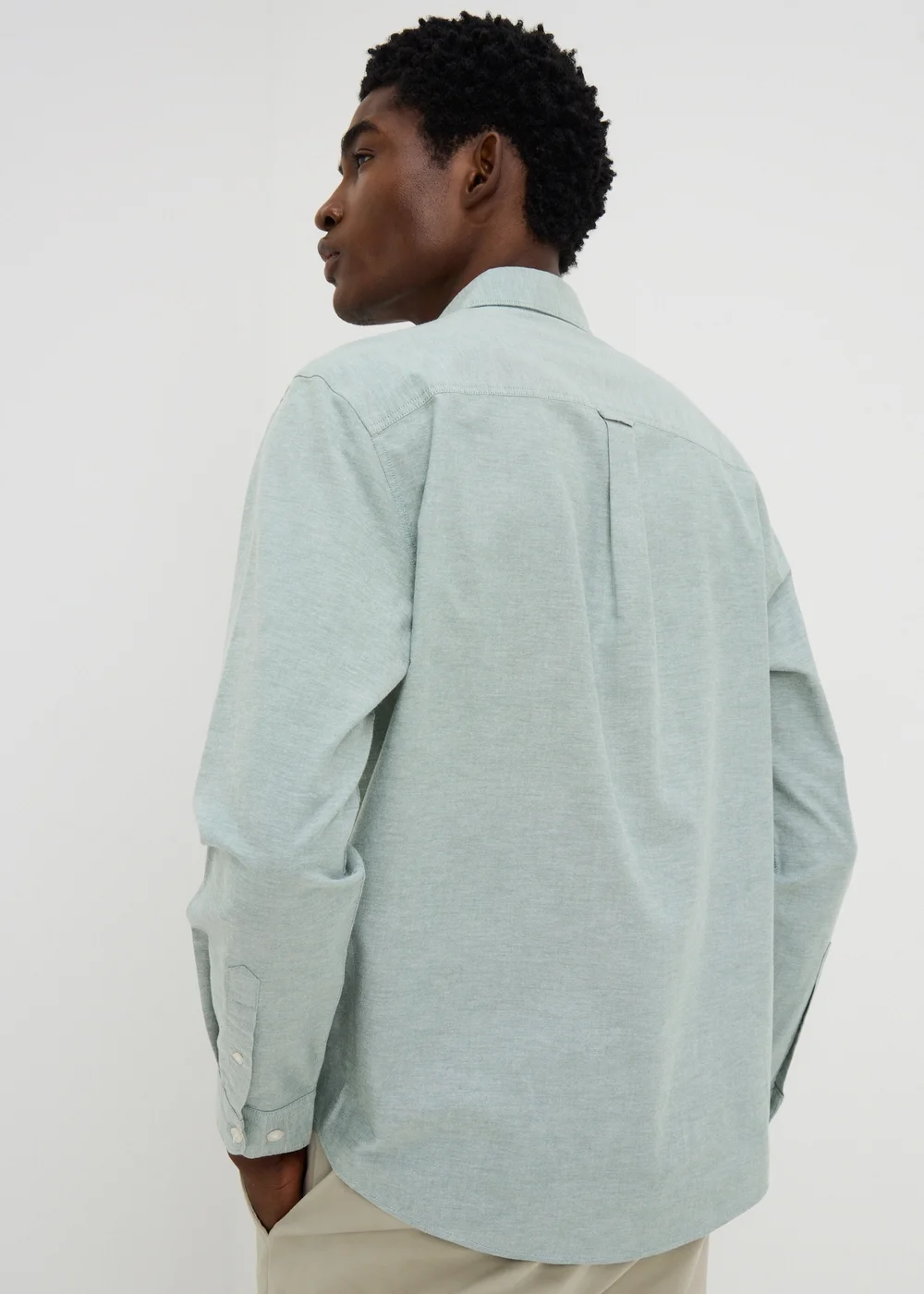 Sage Green Regular Fit Oxford Shirt - L Image 2