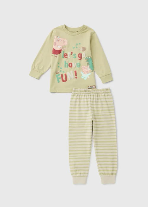 Peppa Pig George Boys Green Long Pyjama Set (1-7yrs) - 1-1.5 Yrs Image 1
