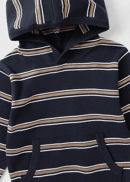 Boys Navy Fine Knit Hoodie (1-8yrs) - 1-1.5 Yrs Image 2