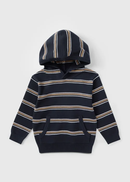 Boys Navy Fine Knit Hoodie (1-8yrs) - 1-1.5 Yrs Image 1