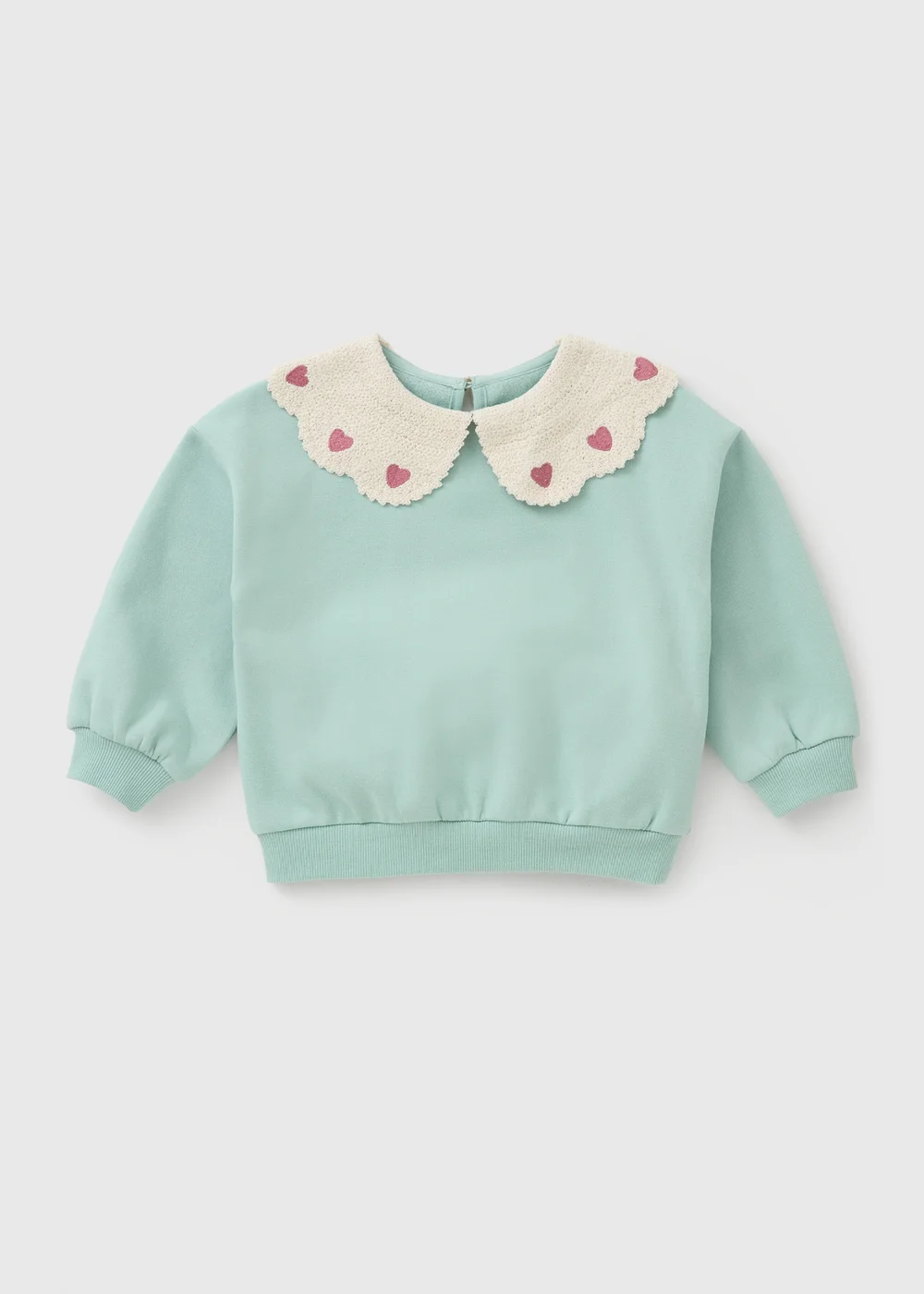 Girls Sage Green Collar Sweatshirt (1-8yrs) - 1-1.5 Yrs Image 1