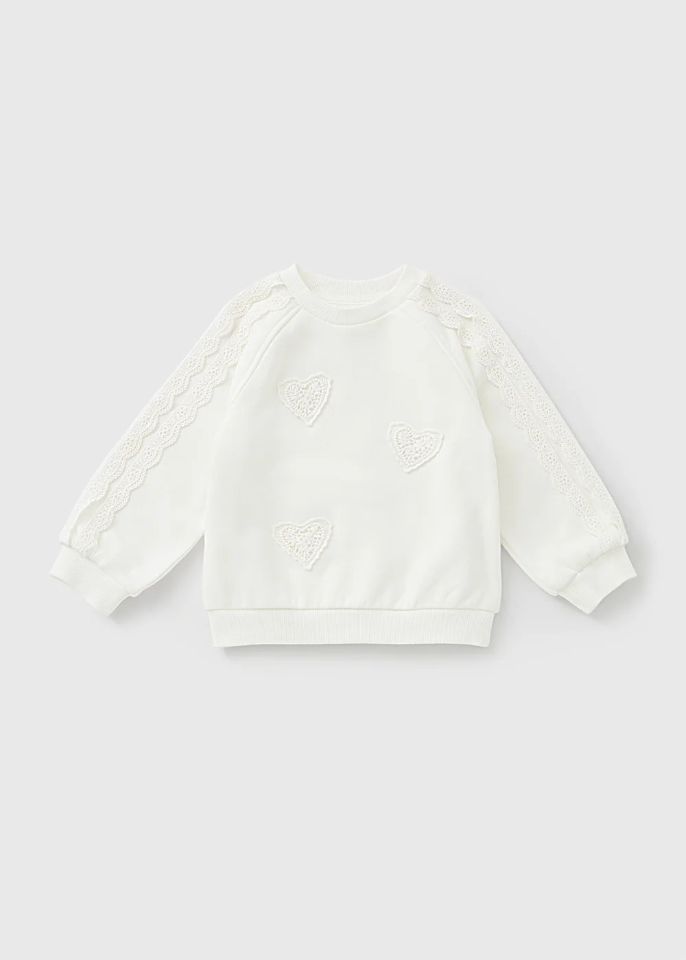 Girls Cream Lace Embroidered Sweatshirt (1-8yrs) - 1-1.5 Yrs Image 1