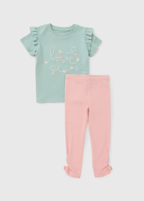 Girls Pink Daisy Frill Top & Legging Set (1-8yrs) - 2-3 Yrs Image 1