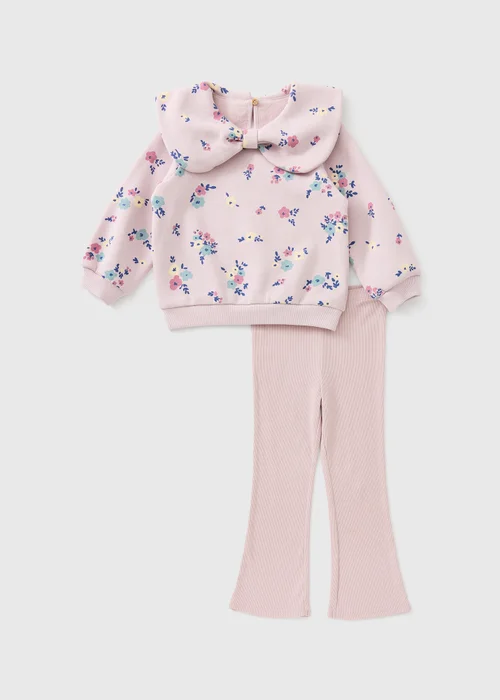 Girls Pink Floral Sweatshirt & Legging Set (1-8yrs) - 1-1.5 Yrs Image 1