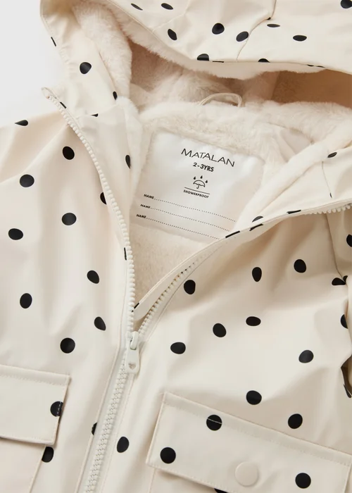 Girls Cream Polka Dot Fur Lined Mac (1-8yrs) - 1-1.5 Yrs Image 2