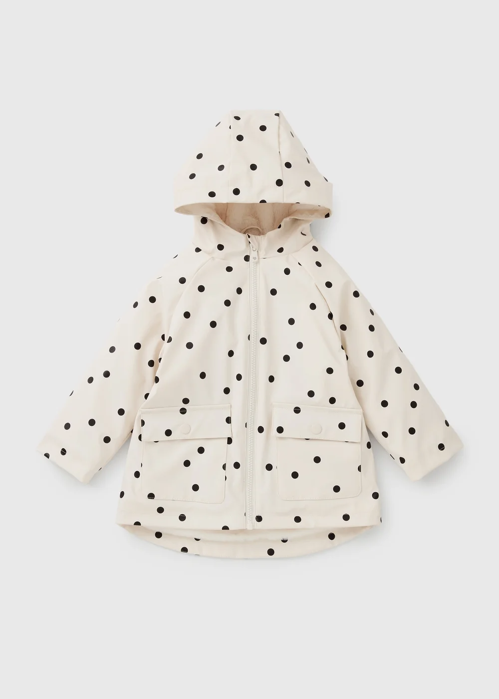 Girls Cream Polka Dot Fur Lined Mac (1-8yrs) - 1-1.5 Yrs Image 1