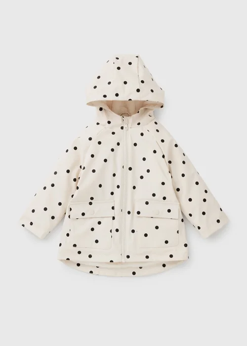 Girls Cream Polka Dot Fur Lined Mac (1-8yrs) - 1-1.5 Yrs Image 1