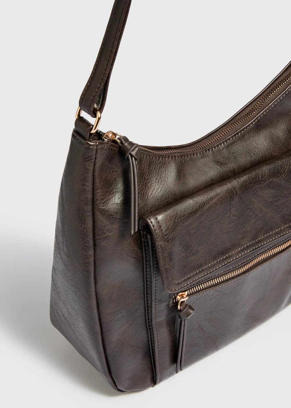 Chocolate Brown Slouch Bag - One Size Image 2