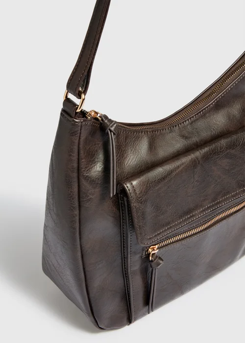 Chocolate Brown Slouch Bag - One Size Image 2