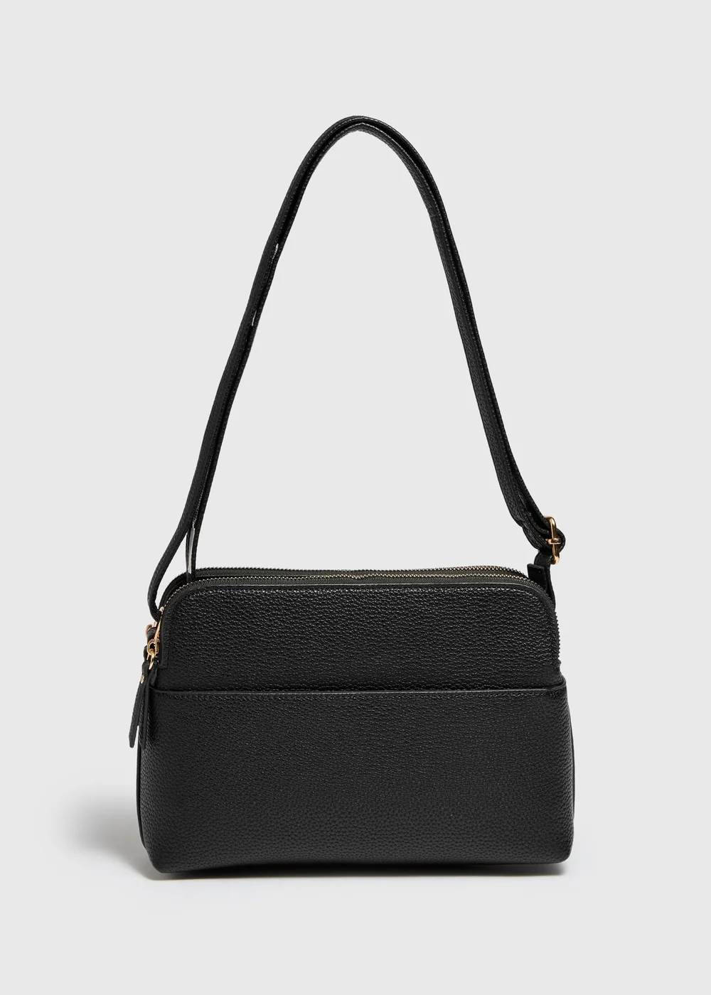 Black Triple Compartment Crossbody Bag - One Size Image 1