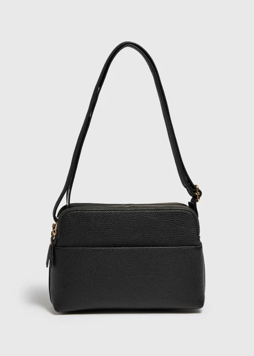Black Triple Compartment Crossbody Bag - One Size Image 1