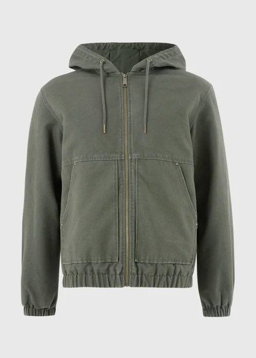 Khaki Hooded Chore Canvas Jacket - XS Image 4