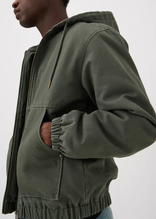 Khaki Hooded Chore Canvas Jacket - XS Image 3
