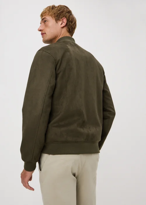 Olive Faux Suede Bomber Jacket - XS Image 2
