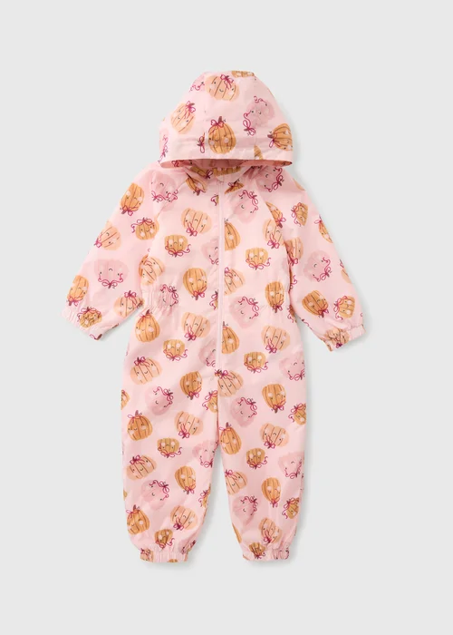 Girls Pink Pumpkin Puddlesuit (1-8yrs) - 1.5-2 Yrs Image 1
