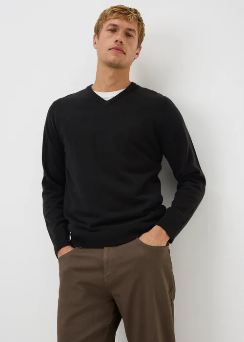 Black Supersoft V-Neck Jumper - XS Image 2