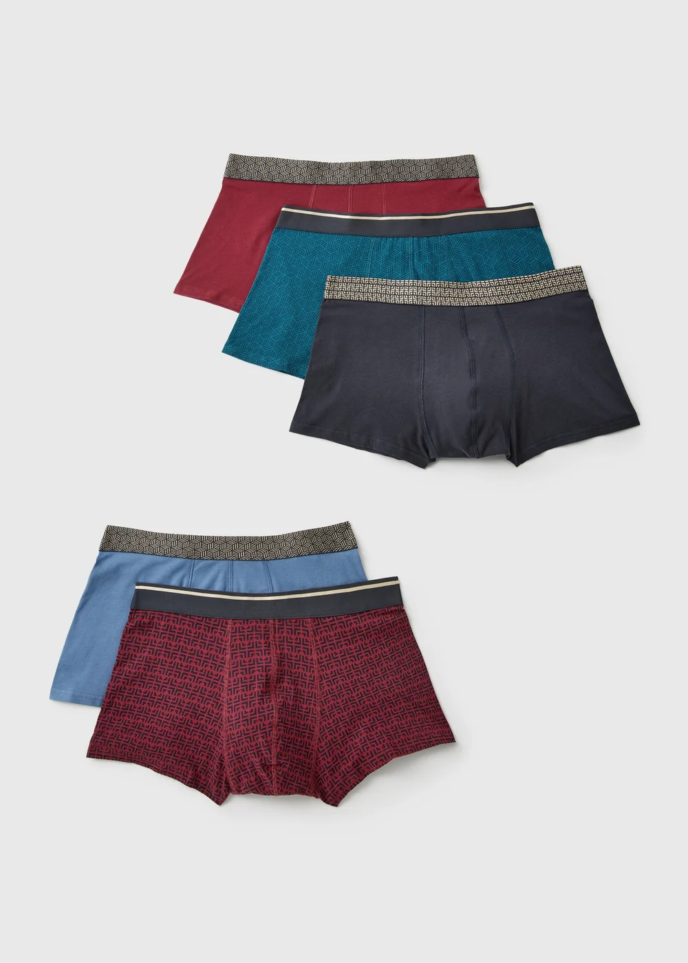 5 Pack Multicolour Metallic Hipster Boxers - S Image 1