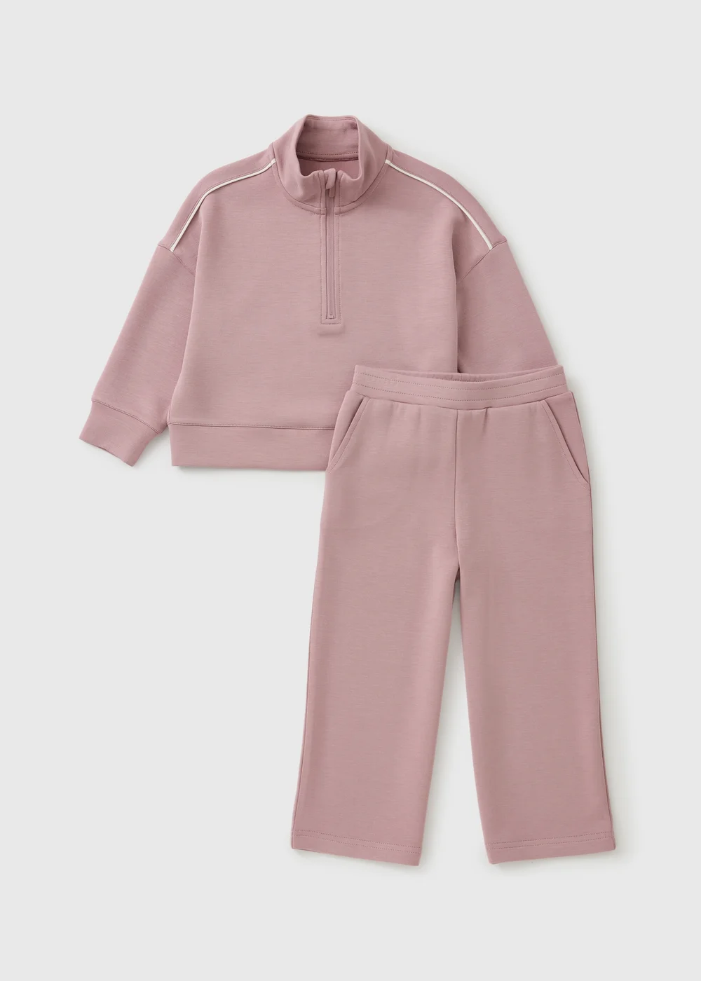 Girls Pink Soft Touch Funnel Neck Top & Jogging Bottoms Set (1-8yrs) - 1-1.5 Yrs Image 1