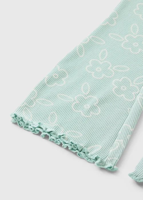 Girls Sage Floral Flared Leggings (1-8yrs) - 1-1.5 Yrs Image 2