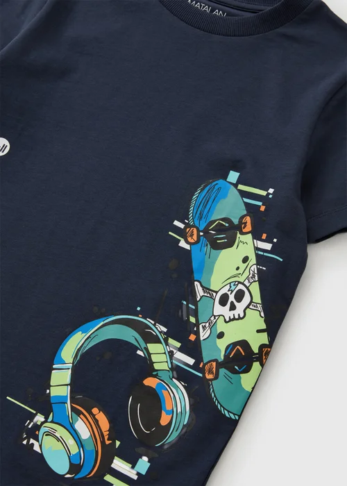 Boys Navy Streetwear Graphic T-Shirt (7-15yrs) - 14 Yrs Image 2