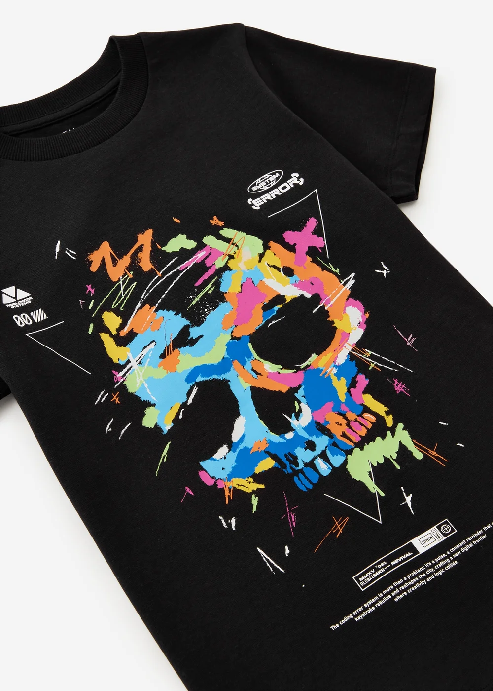 Boys Black Skull Graphic T-Shirt (7-15yrs) - 14 Yrs Image 2