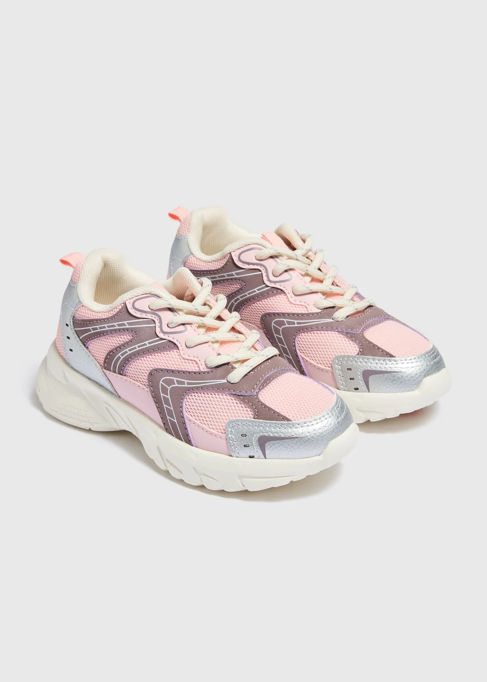 Girls Pink Mesh Chunky Trainers (Younger 10-Older 5) - 12 Infants Image 1