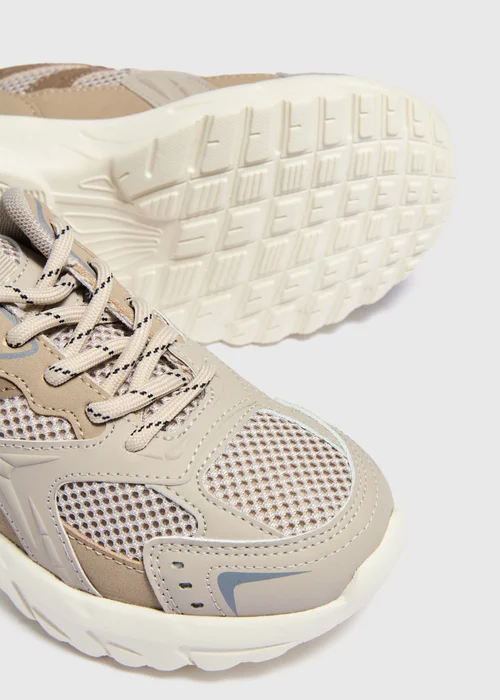 Boys Taupe Mesh Chunky Trainers (Younger 10-Older 6) - 12 Infants Image 2