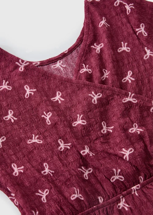 Girls Burgundy Bow Crinkle Jumpsuit (7-15yrs) - 9 Yrs Image 2