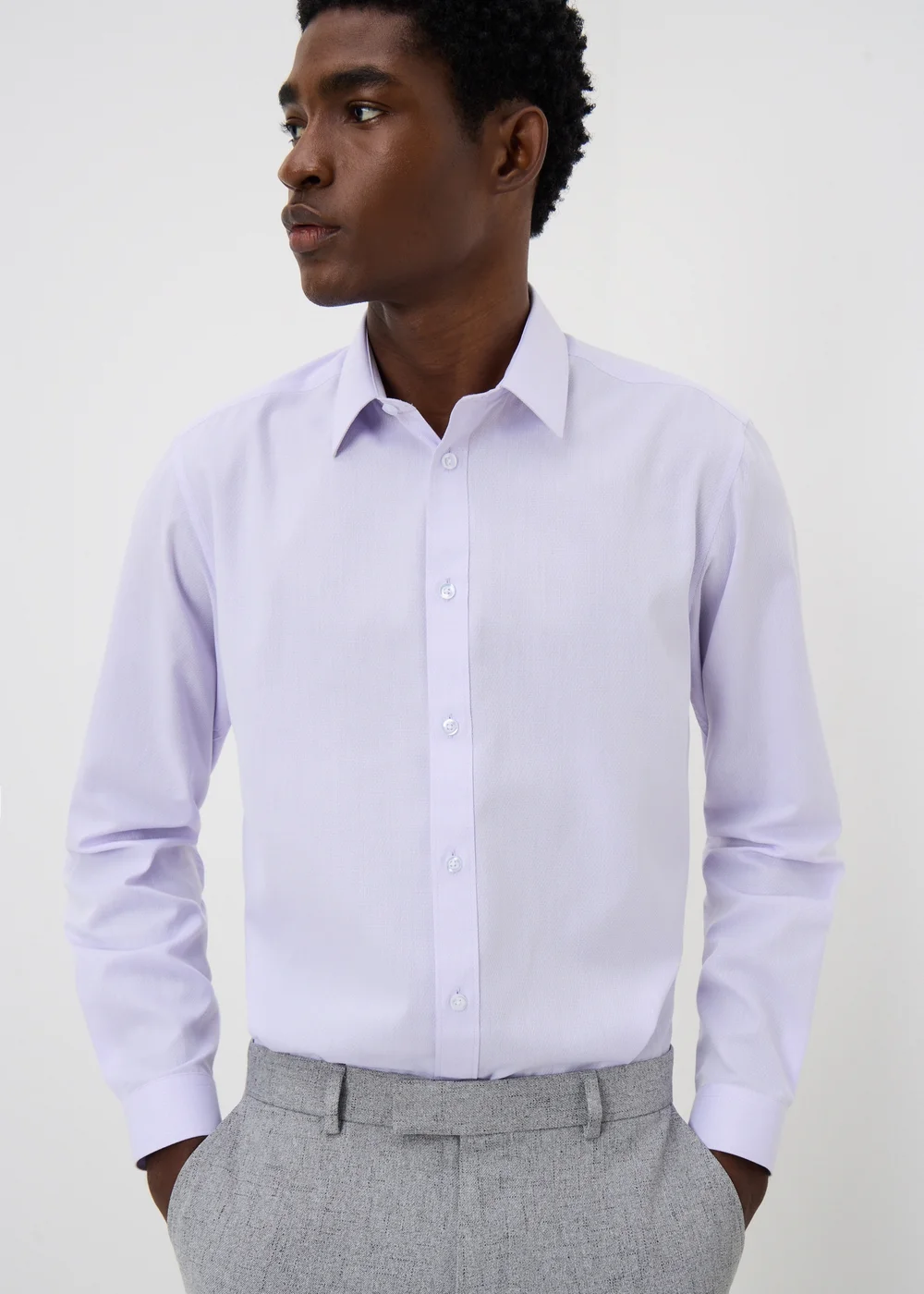Taylor & Wright Lilac Textured Regular Fit Shirt - S Image 1