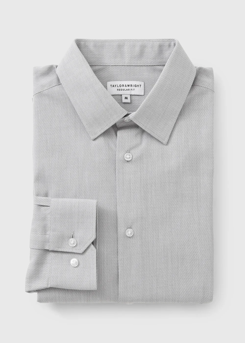 Taylor & Wright Grey Textured Regular Fit Shirt - S Image 1