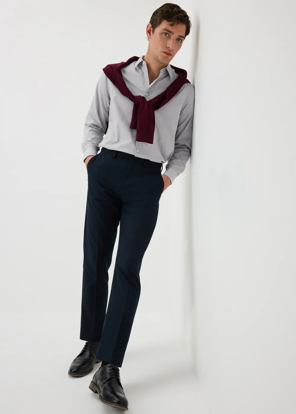 Taylor & Wright Grey Textured Regular Fit Shirt - S Image 4