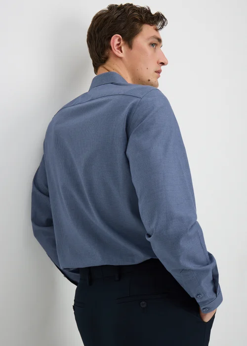 Taylor & Wright Blue Denim Puppytooth Regular Fit Shirt - S Image 2