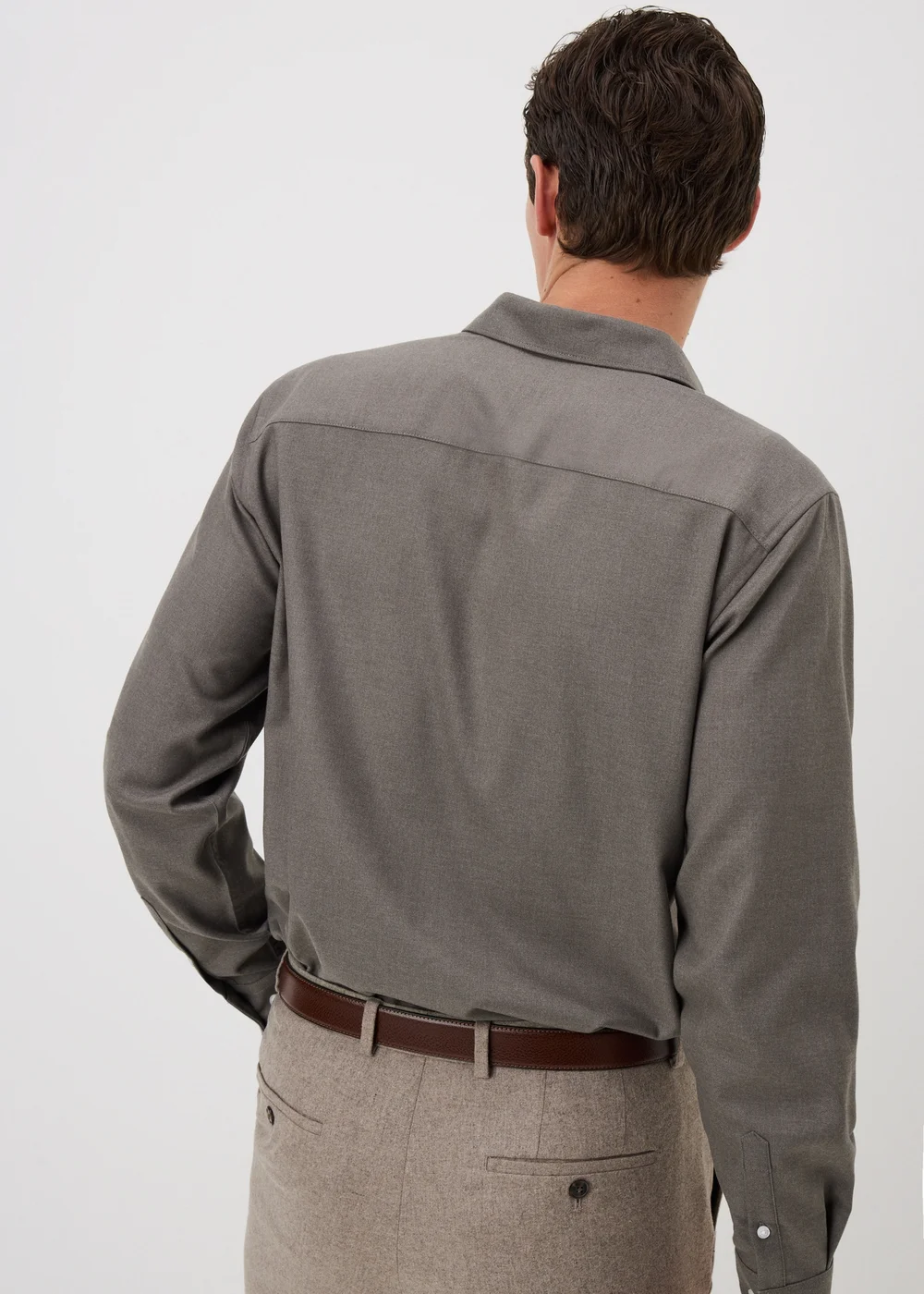 Taylor & Wright Brown Brushed Twill Regular Fit Shirt - S Image 2