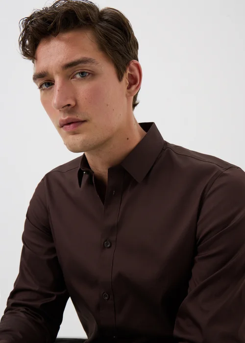 Taylor & Wright Burgundy Performance Slim Fit Shirt - S Image 3