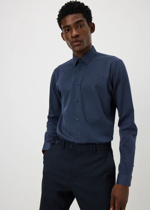 Taylor & Wright Navy Dobby Slim Fit Shirt - S Image 1