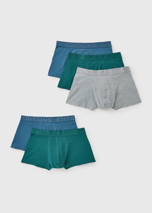 5 Pack Teal Tonal Hipster Boxers - S Image 1