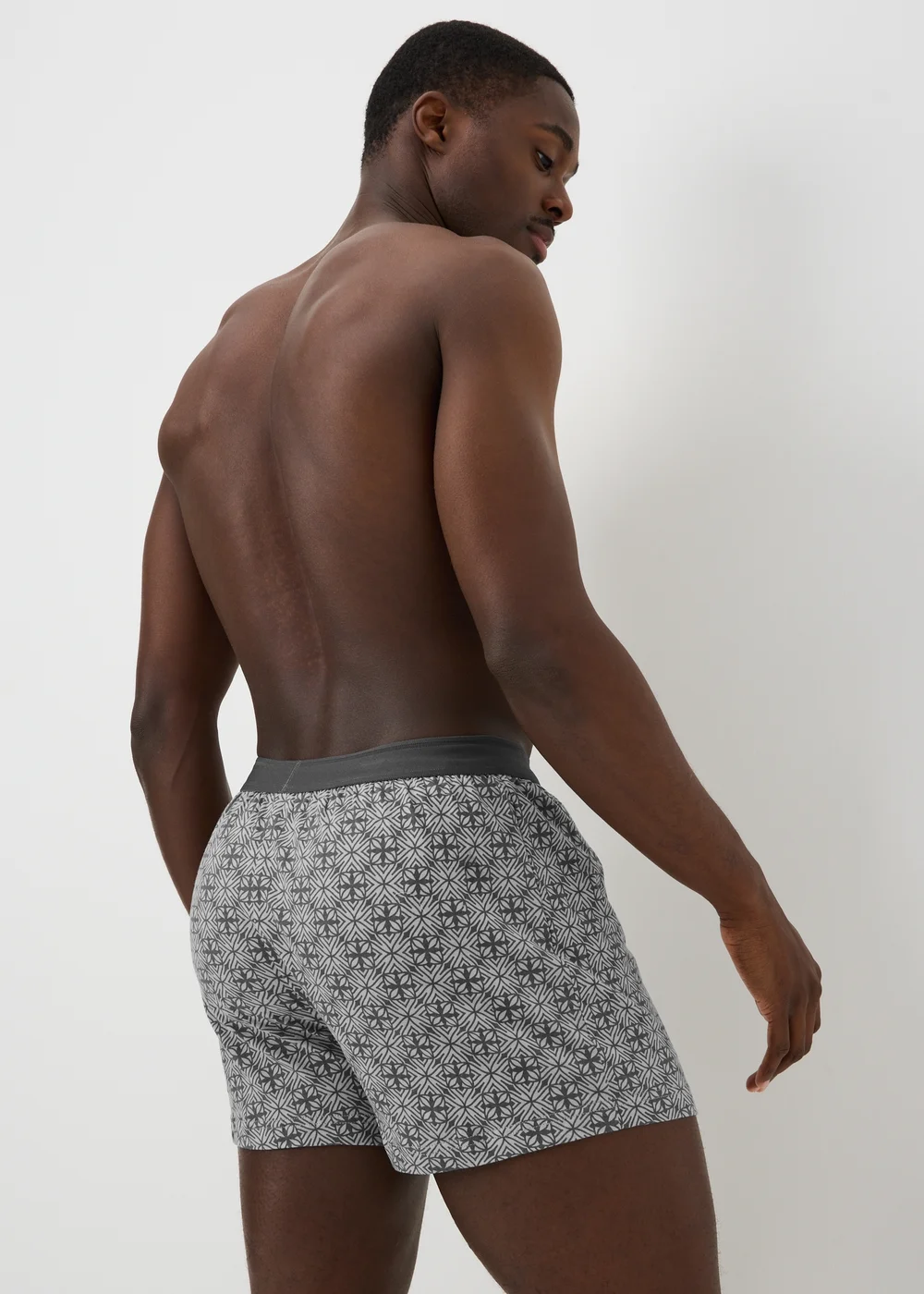 5 Pack Grey Geometric Print Loose Fit Boxers - S Image 3