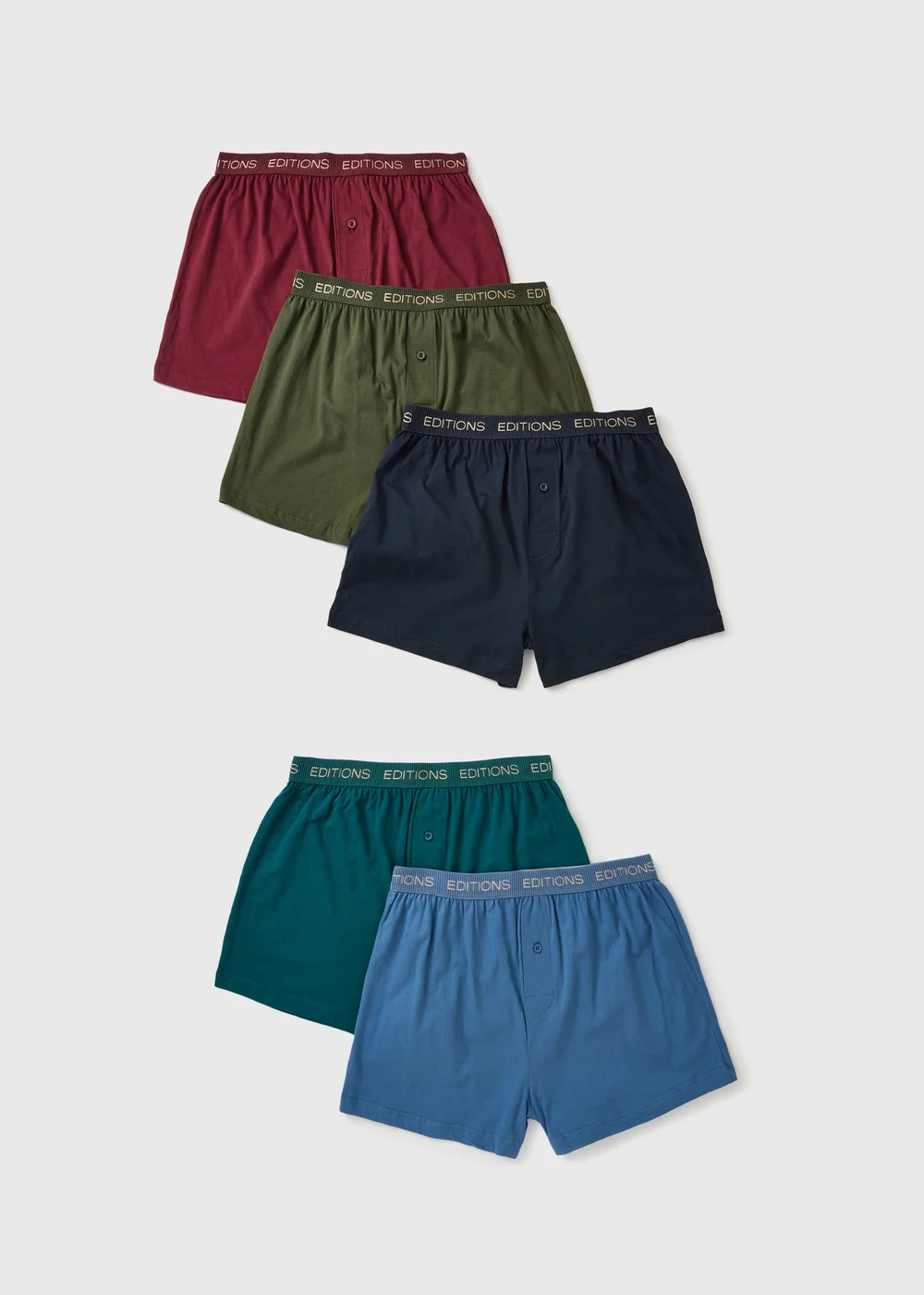 5 Pack Multicolour Editions Loose Fit Boxers - S Image 1